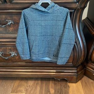 Plaid blue and gray hoodie